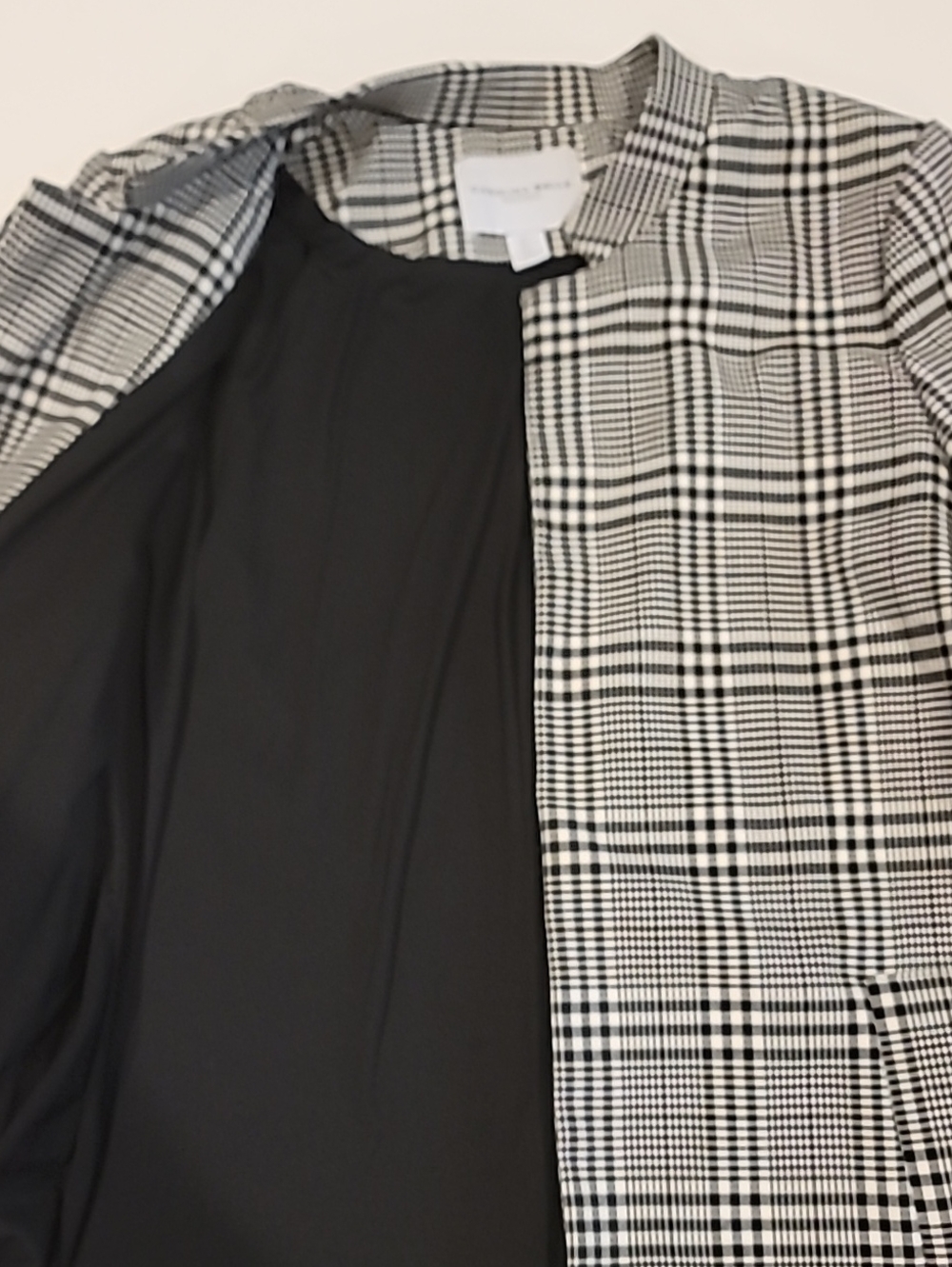 Carolina Belle Glen Plaid Top Coat Black White Large - Picture 10 of 15